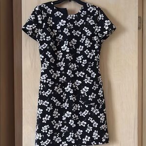 LOFT Black and White Floral Mini Dress